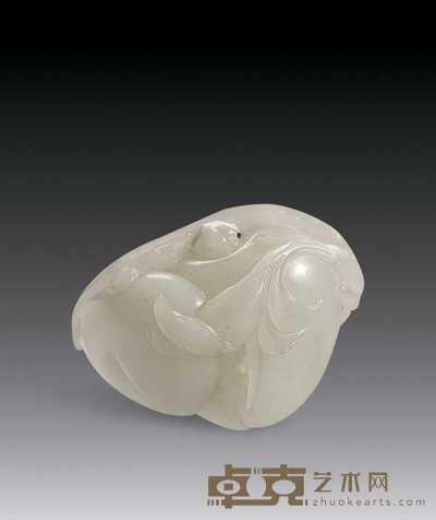 清乾隆 玉福寿纹坠 4.6×3.5cm